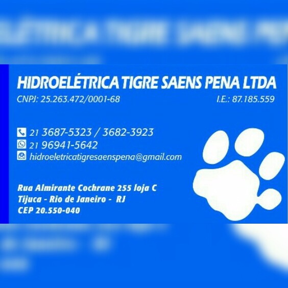 HIDROELÉTRICA TIGRE SAENS PENA - Utensílios e Utilidades Doméscticas - Rio de Janeiro, RJ