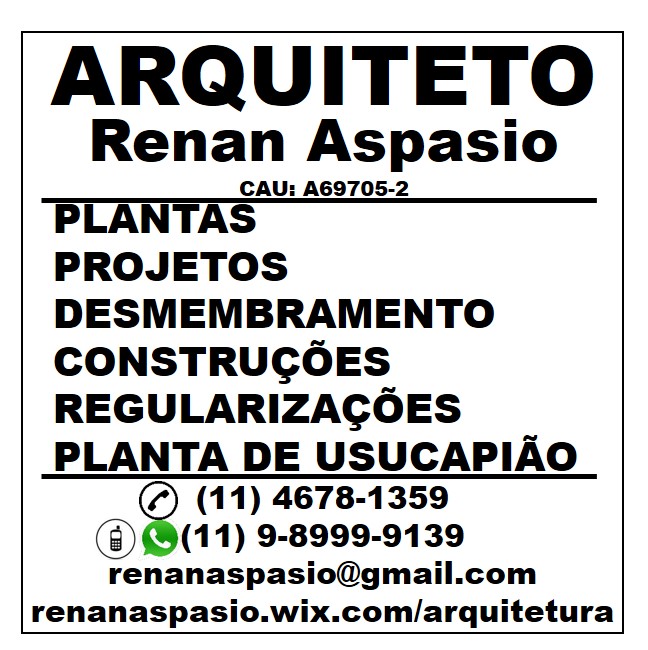 RENAN ASPASIO - ARQUITETURA E URBANISMO - Arquitetos - Ferraz de Vasconcelos, SP